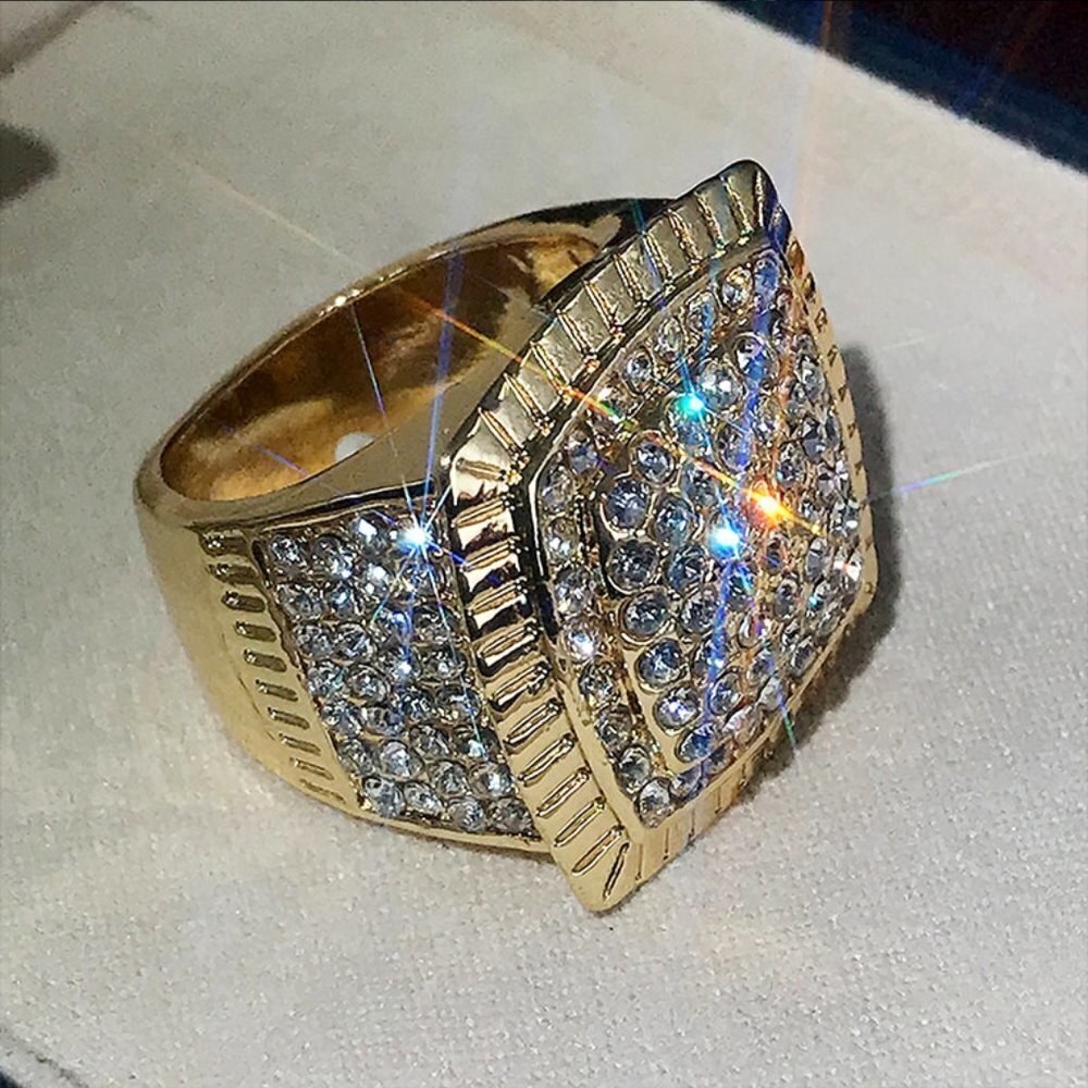 🔥Luxury Big Crystal Rhinestone CZ Wedding Iced Out Gold Plated Ring,UNVN12392 - Picture 6 of 12